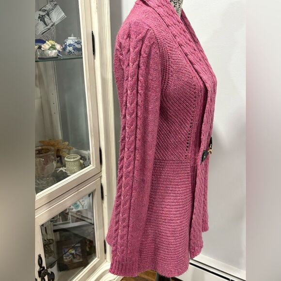 Halston Heritage Pink Cable Knit Cardigan - Picture 6 of 11